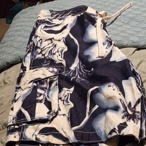 NOBO Blue and White Floral Swim Trunks